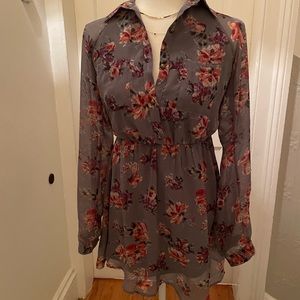 Mini long sleeve floral dress